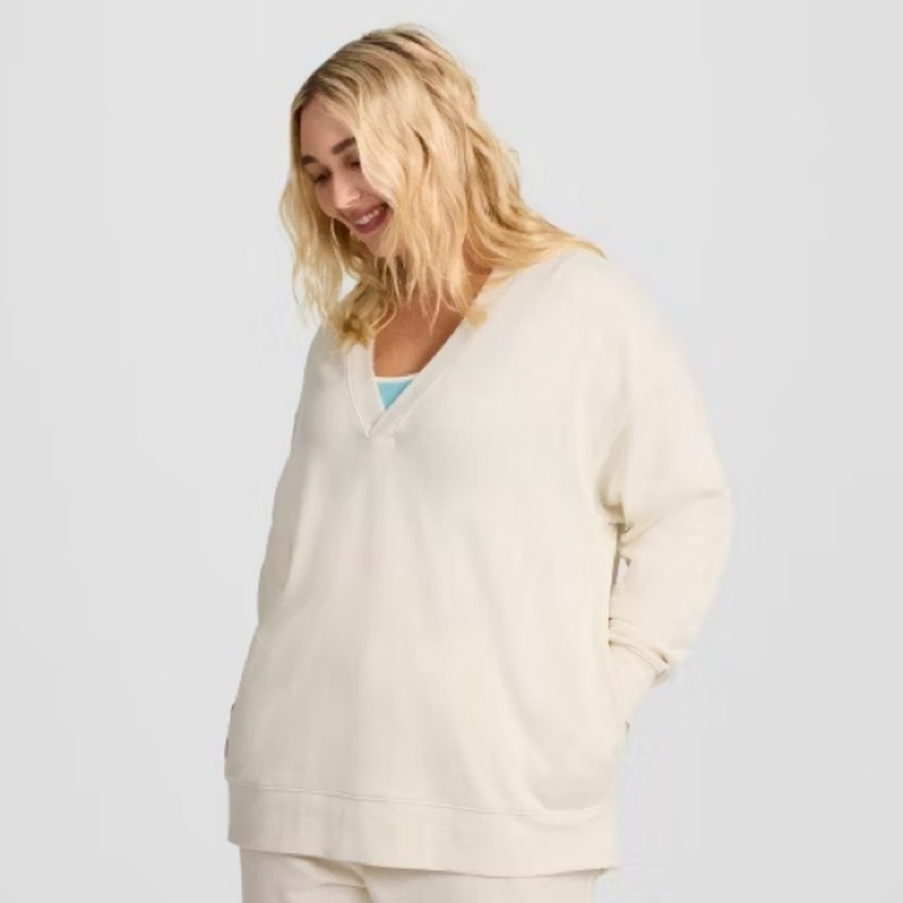 Champion Women's Cream V-Neck Sweater - Picture 3 of 3